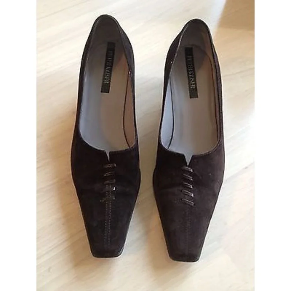 Peter Kaiser Women's Shoes Brown Suede Heels Shoe Size Uk 4 Us 6